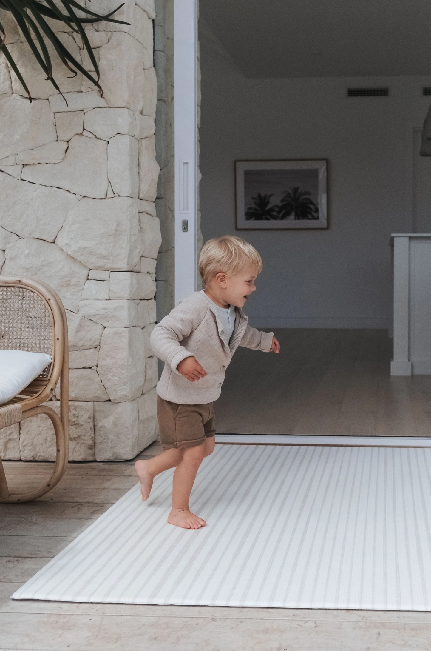 Mikro Collection Playmats - Little One x Textured Natural Stripes