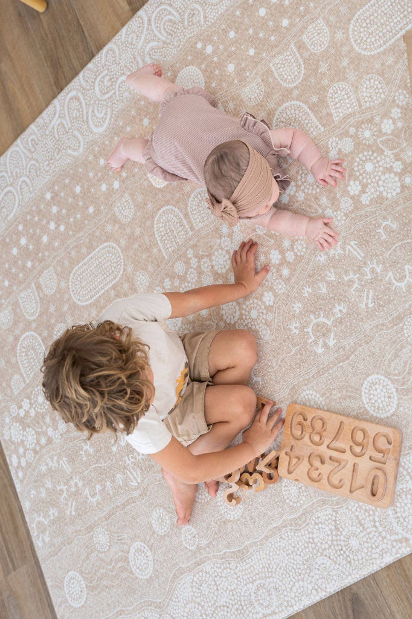 Mikro Collection Playmats - Little One x Textured Natural Stripes