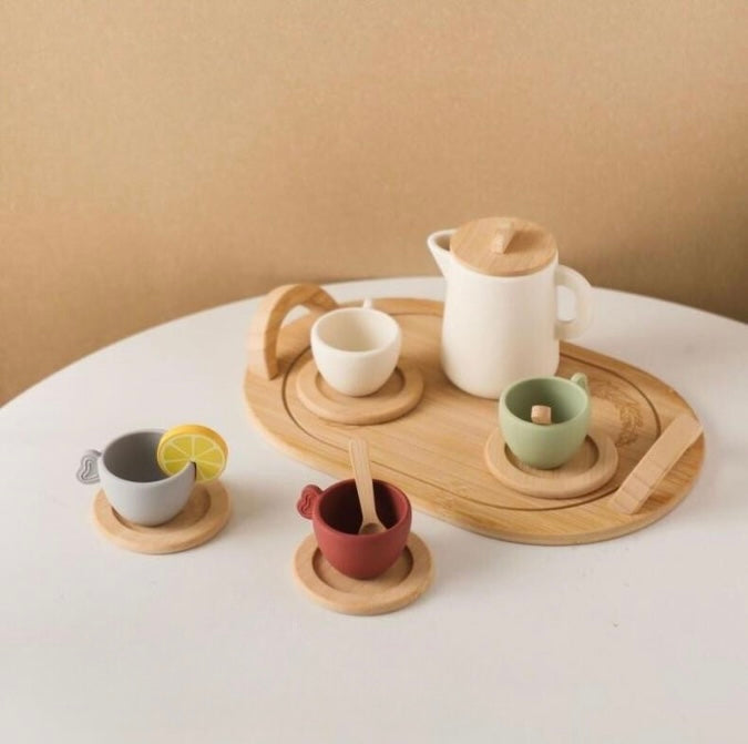 Tea Set with Silicone Cups and Tray