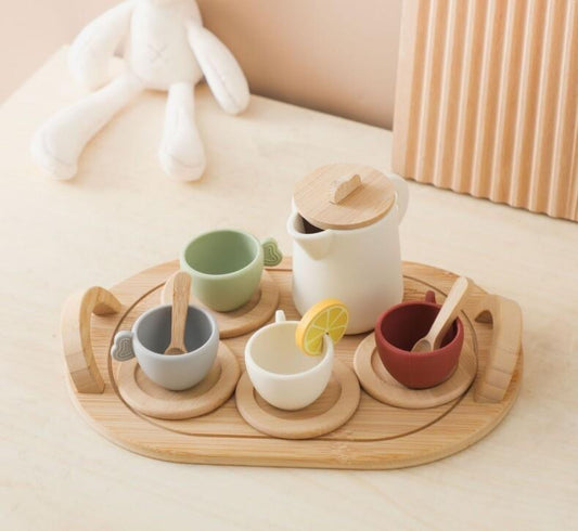 Tea Set with Silicone Cups and Tray