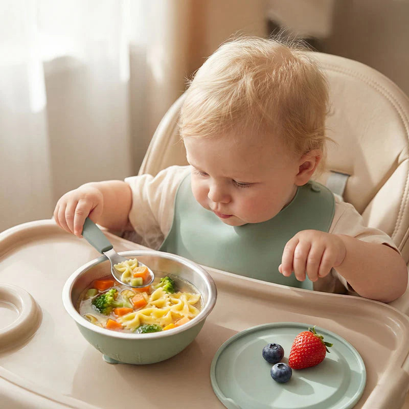 Stainless Steel Silicone Suction Bowl - 13 oz
